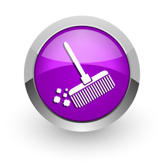 broom pink glossy web icon