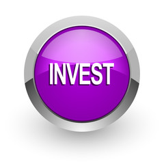 invest pink glossy web icon