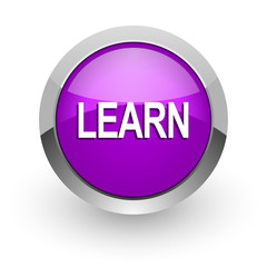 learn pink glossy web icon