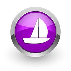 yacht pink glossy web icon