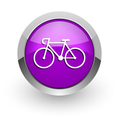 bicycle pink glossy web icon