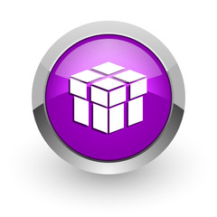 box pink glossy web icon