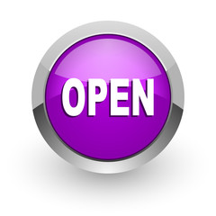 open pink glossy web icon