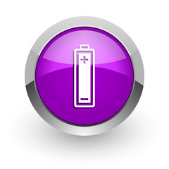 battery pink glossy web icon