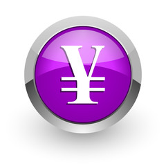yen pink glossy web icon