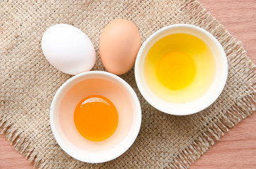 different fresh eggs and duck eggs.