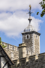 Fototapeta premium Historic castle Tower of London. View from outside walls.