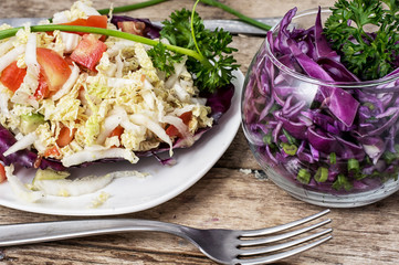 salad from fresh cabbage different varieties
