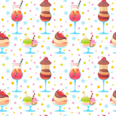Colorful melting ice-cream seamless pattern