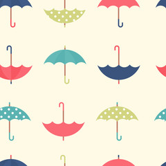 Autumn seamless pattern with a set flat umbrellas © Yuzach