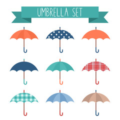 Set of cute flat style autumn umbrellas - 67942985
