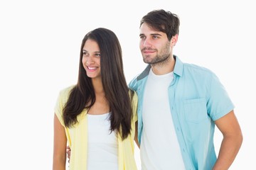 Happy casual couple smiling together