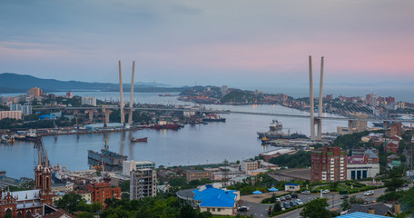 Obraz premium Vladivostok cityscape, sunset.