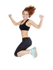 Weight loss fitness woman jumping