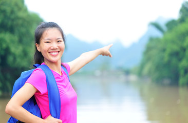 woman tourist at yangshuo,guilin,china 