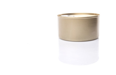 Tin can over white background 