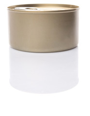 Tin can over white background 
