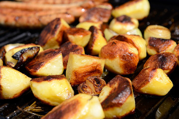 grilled potatoes with onion and sausage
