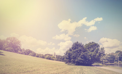 Vintage retro style picture of Kasprowicza Park in Szczecin, Poland.