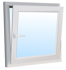 Vector format of opened slanted modern window
