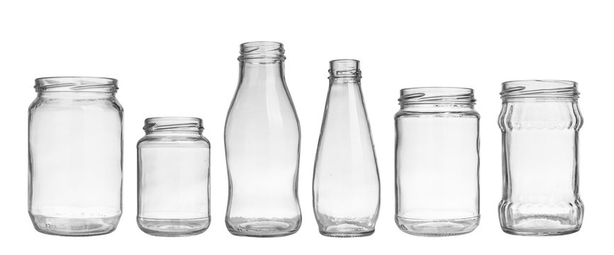 set of empty jar isolated on white background