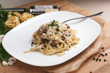 Tagliatelle with mushrooms