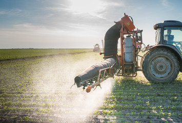 tractor spraying pesticides