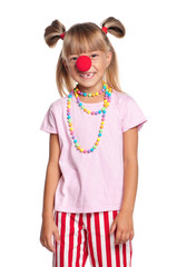 Little girl with clown nose