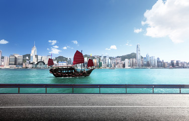 Obraz premium fictional road in Hong Kong harbour