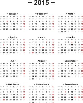 Kalender 2015 mit Feiertage Österreich