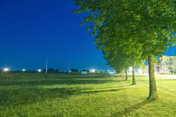 Urban park at night