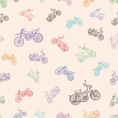 Seamless texture with mopeds