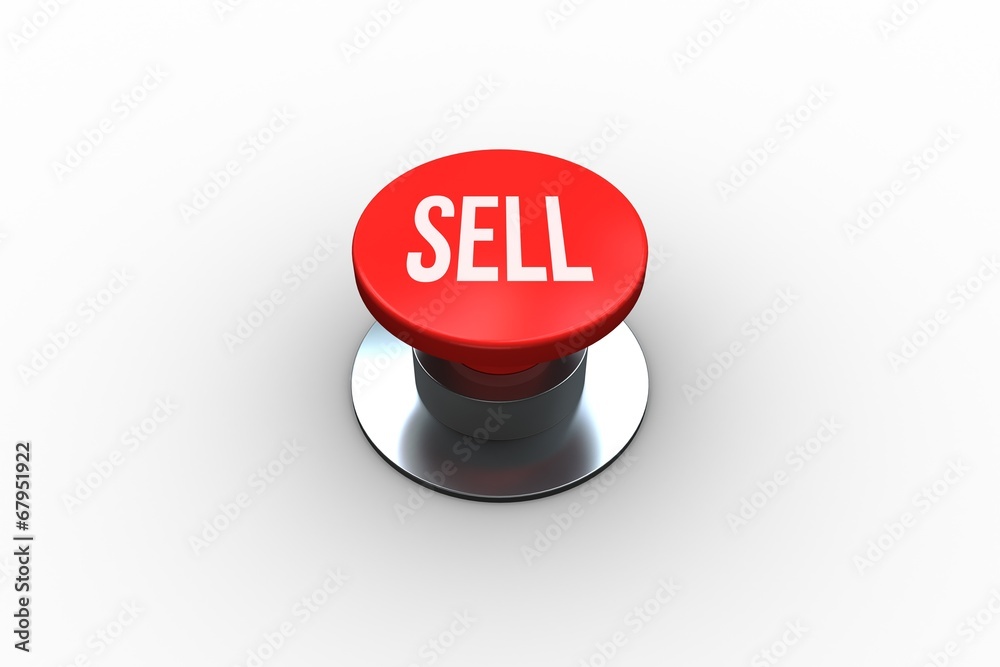 Poster Sell on digitally generated red push button