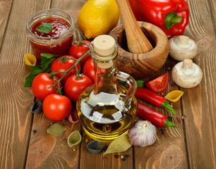 Olive oil, vegetables and spices