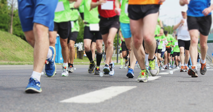 Runners legs during city marathon