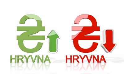 Ukraine Hryvna symbol with arrows