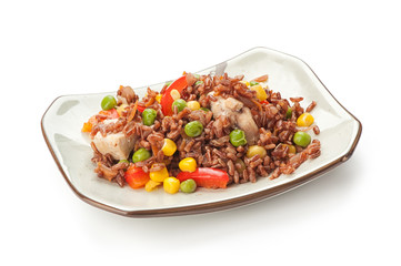 plate of rice with vegetables