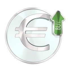 Euro icon with buy analysis