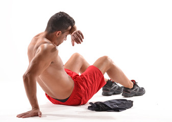 Hombre atleta deportista agotado.corredor decepcionado.