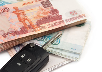 car key and russian money