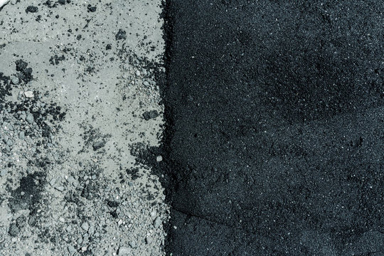 Hot Fresh And Old Asphalt Layers On Road Surface