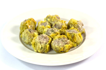chinese streamed dumpling on the white plate