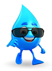 Water Drop Character with sun glasses