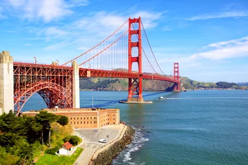 Fotobehang Golden Gate Bridge Golden Gate Bridge en Fort Point, San Francisco, VS