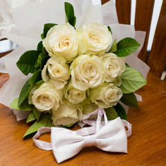 Wedding bouquet with white roses