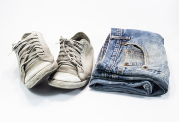Old Jeans and old shoes