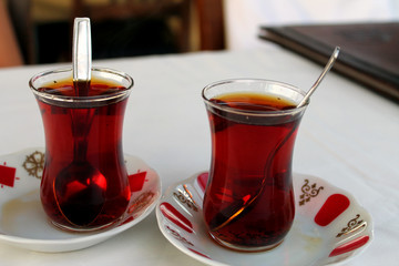 Two cups of Turkish tea