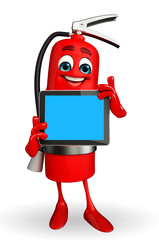 Naklejka premium Fire Extinguisher character with tab