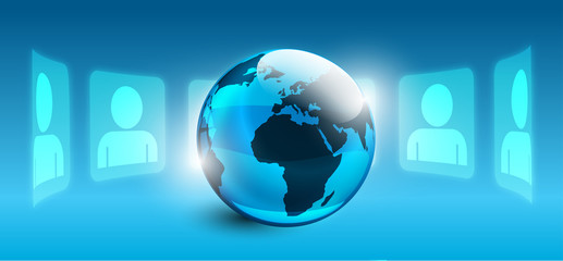 mondo, pianeta, informazione, girotondo, omini, silhouette