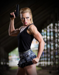 Woman in uniform with gun (normal version)